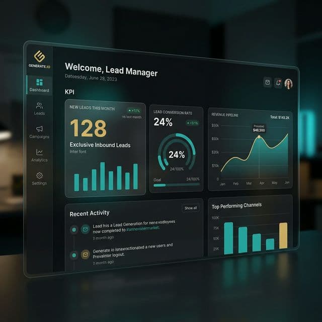 Real-time lead and call tracking dashboard showing 9,100 total calls and 6,500 total leads