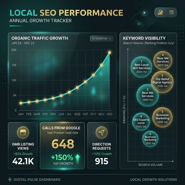 Local SEO ranking results dashboard
